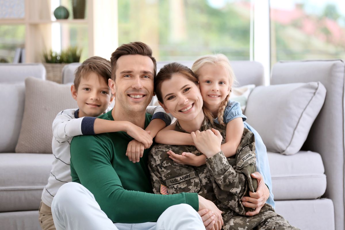 soldier with family