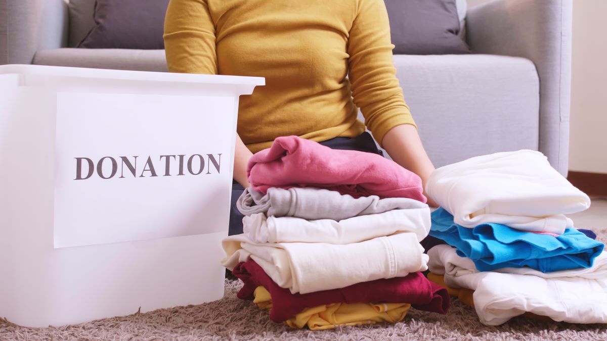 separating clothes for donation
